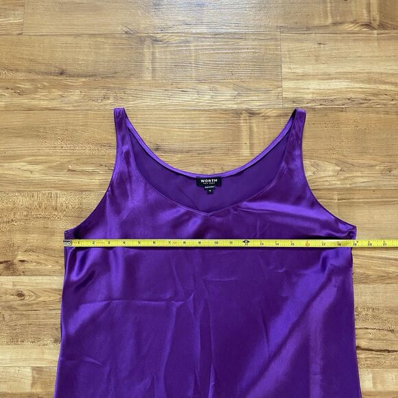 WORTH NY 12 NWT Purple Silk Long Babydoll Camisole Top Coquette Girl Deadstock - Picture 14 of 16
